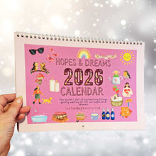 Load image into Gallery viewer, 2026 Hopes &amp; Dreams Calendar – Magical A4 Wall Planner with Self-Care Prompts &amp; Full Moon Dates
